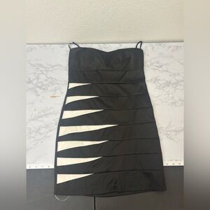 Agaci Womens Mini Dress Size M Black Back Zip Sleeveless Empire Waist